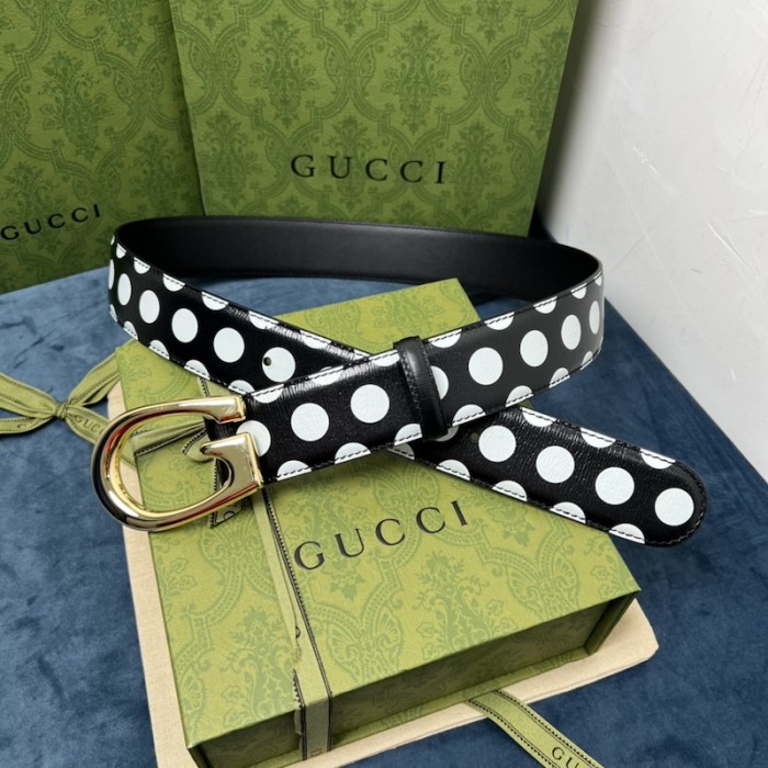 G*u*i polka-dot belt with g buckle ‎709954