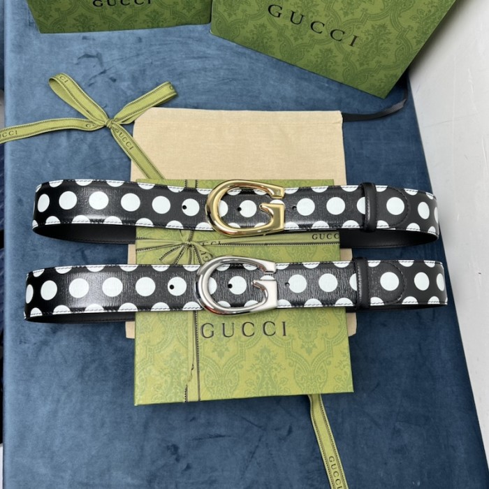G*u*i polka-dot belt with g buckle ‎709954