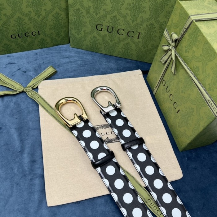 G*u*i polka-dot belt with g buckle ‎709954