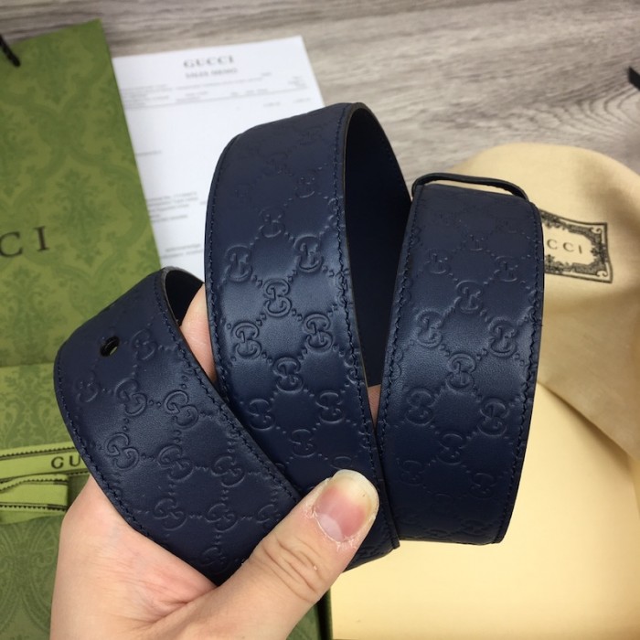 G*u*i signature belt with square buckle blue