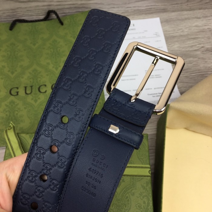 G*u*i signature belt with square buckle blue