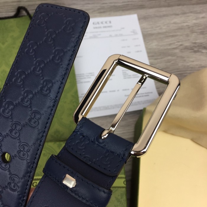 G*u*i signature belt with square buckle blue
