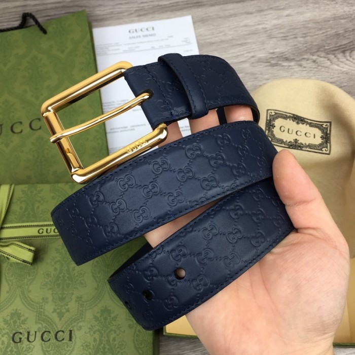 G*u*i signature belt with square buckle blue