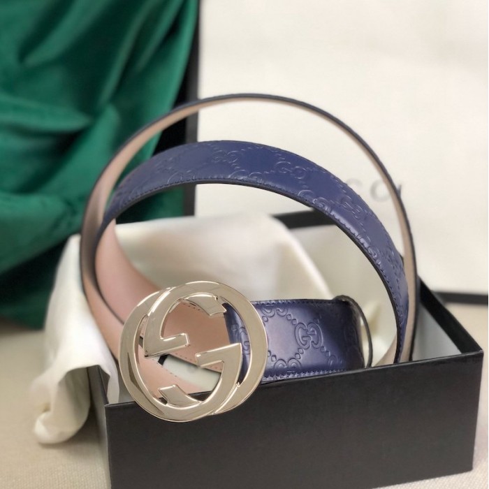 G*u*i signature G*u*issima leather belt blue