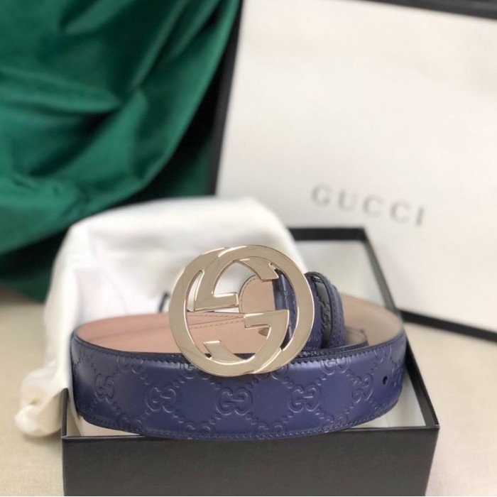 G*u*i signature G*u*issima leather belt blue