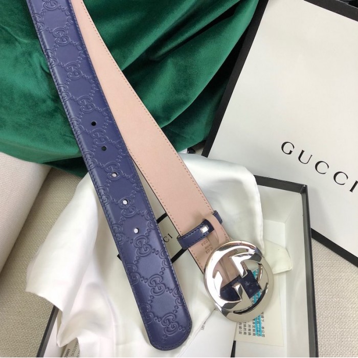 G*u*i signature G*u*issima leather belt blue