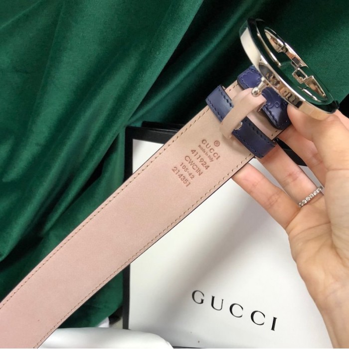 G*u*i signature G*u*issima leather belt blue