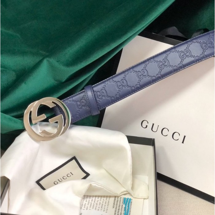 G*u*i signature G*u*issima leather belt blue