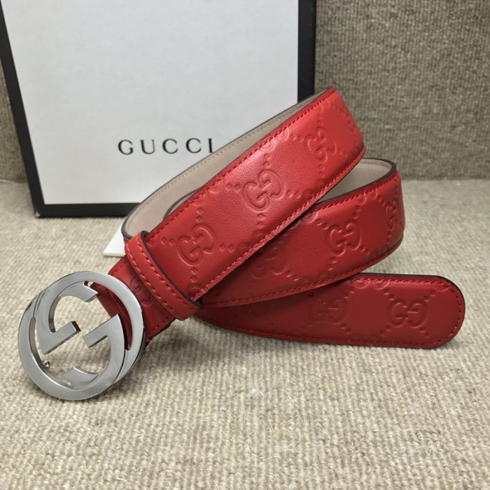 G*u*i signature G*u*issima leather belt red