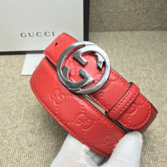 G*u*i signature G*u*issima leather belt red