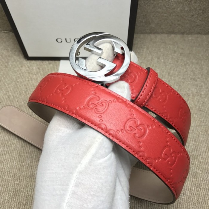 G*u*i signature G*u*issima leather belt red