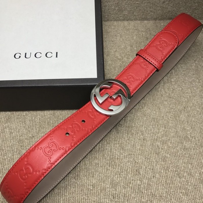 G*u*i signature G*u*issima leather belt red