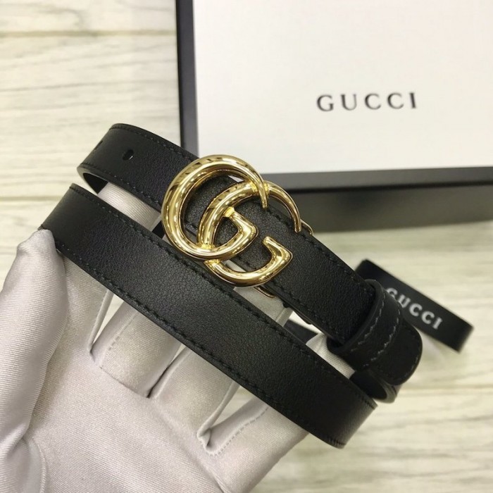 G*u*i skinny belts for women with double g buckle black