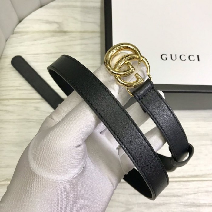 G*u*i skinny belts for women with double g buckle black