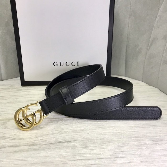 G*u*i skinny belts for women with double g buckle black