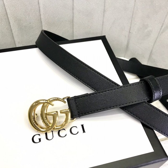 G*u*i skinny belts for women with double g buckle black