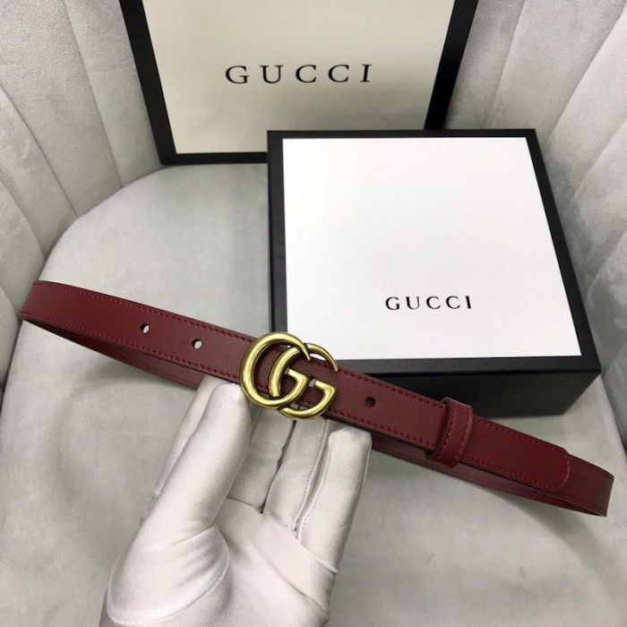 G*u*i skinny belts for women with double g buckle burgundy