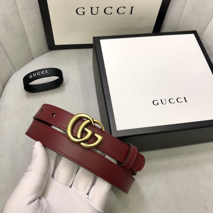 G*u*i skinny belts for women with double g buckle burgundy