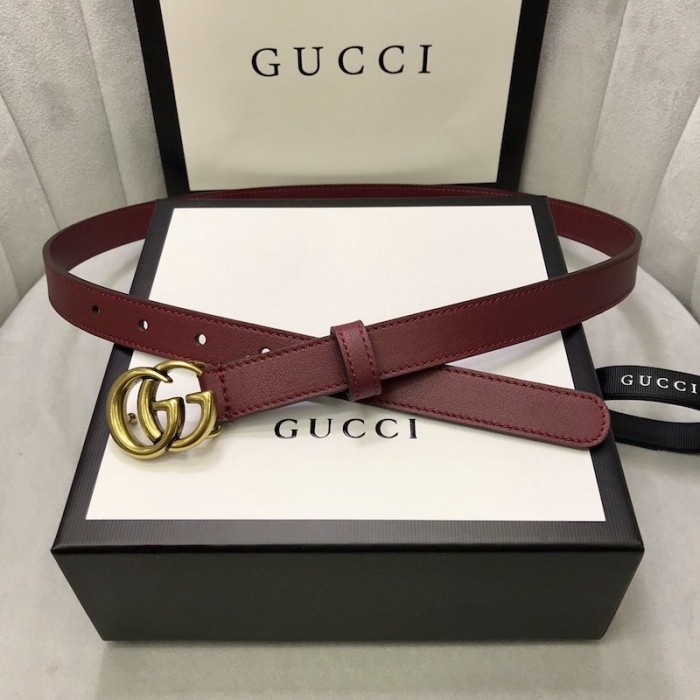 G*u*i skinny belts for women with double g buckle burgundy