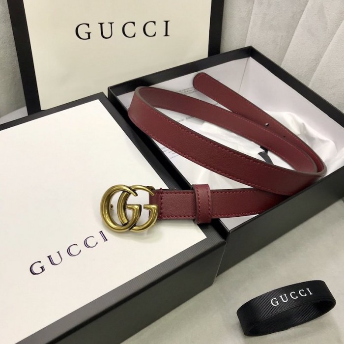 G*u*i skinny belts for women with double g buckle burgundy