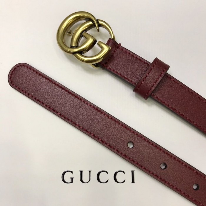 G*u*i skinny belts for women with double g buckle burgundy