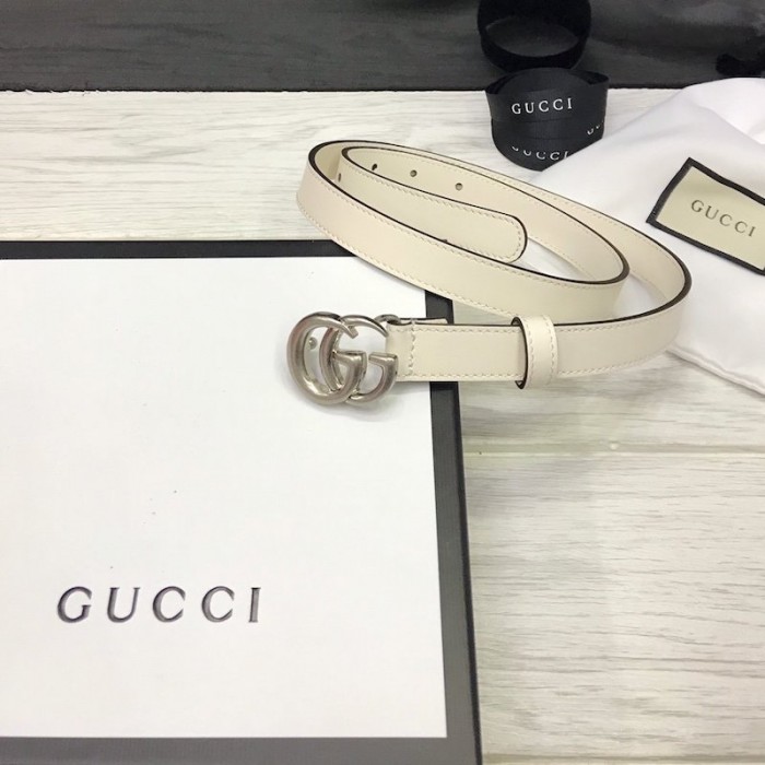 G*u*i skinny belts for women with double g buckle white