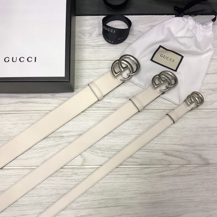 G*u*i skinny belts for women with double g buckle white