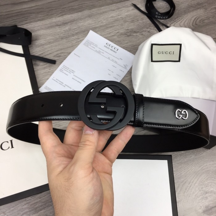 G*u*i smooth leather with gg belt black