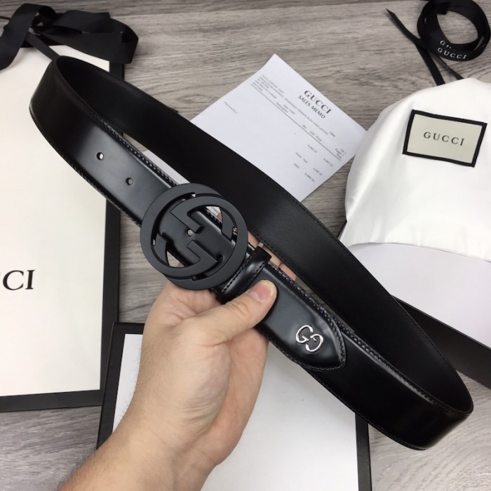 G*u*i smooth leather with gg belt black