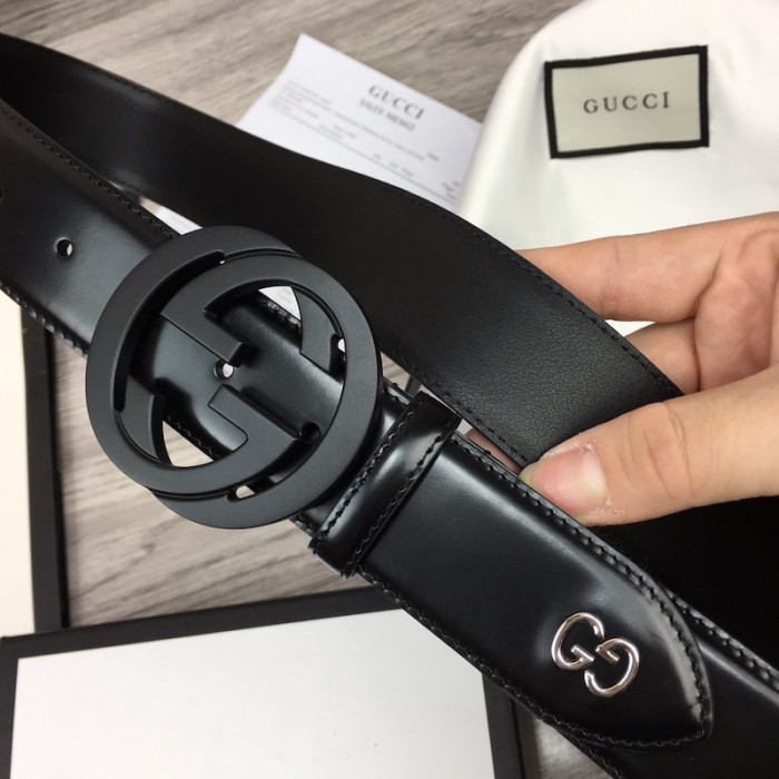 G*u*i smooth leather with gg belt black