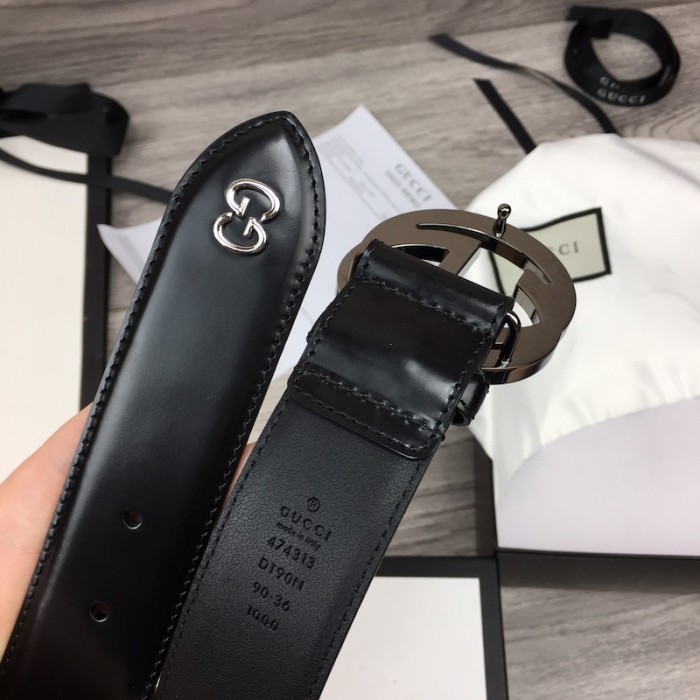 G*u*i smooth leather with gg belt black