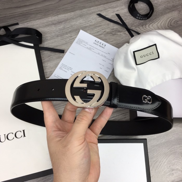G*u*i smooth leather with gg belt black
