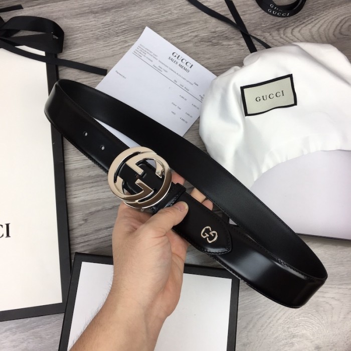 G*u*i smooth leather with gg belt black