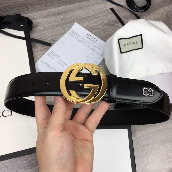 G*u*i smooth leather with gg belt black