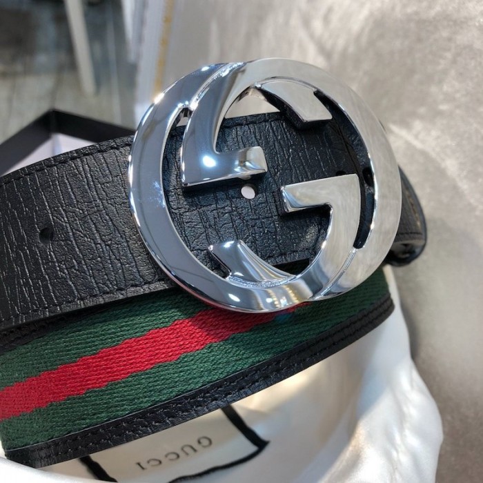G*u*i stripe leather belt green red