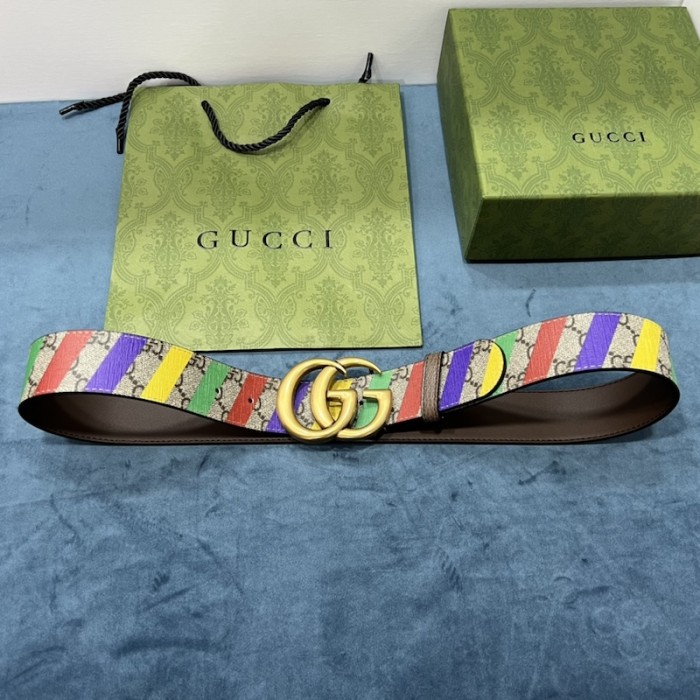 G*u*i striped belt with double g 709985