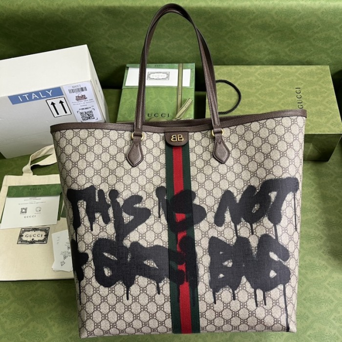 g*u*i x Ba*len*cia*ga the hacker project graffiti large tote bag