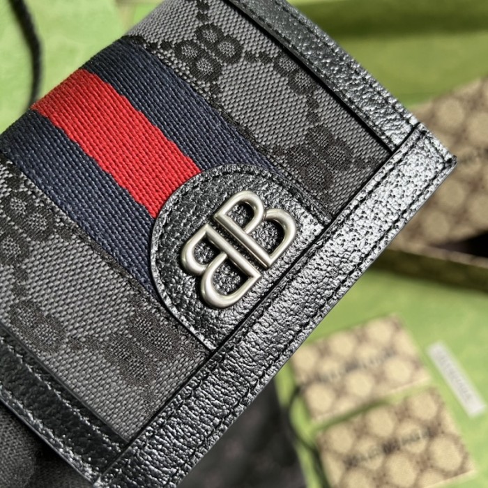g*u*i x Ba*len*cia*ga the hacker project card case wallet black