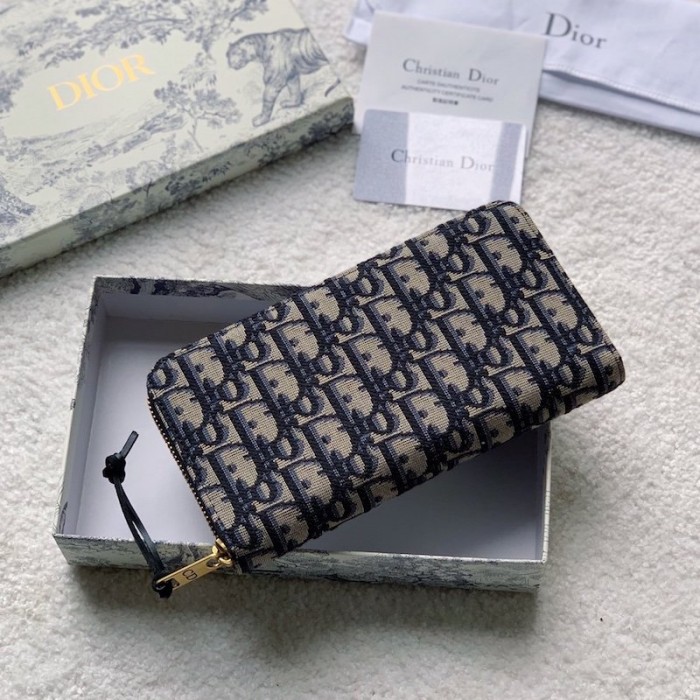 D*or oblique wallet blue D*or oblique jacquard
