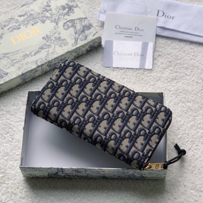 D*or oblique wallet blue D*or oblique jacquard
