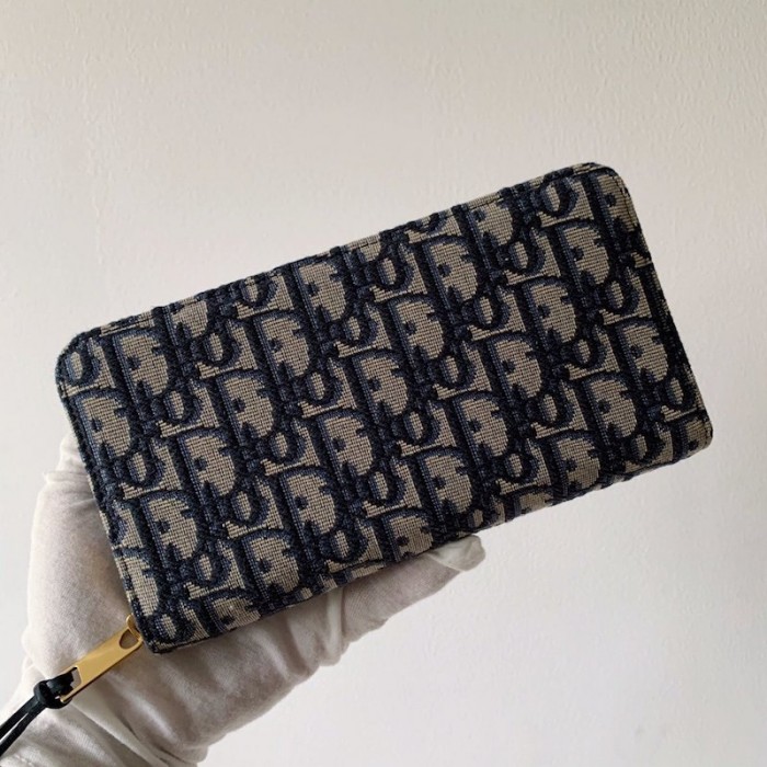 D*or oblique wallet blue D*or oblique jacquard