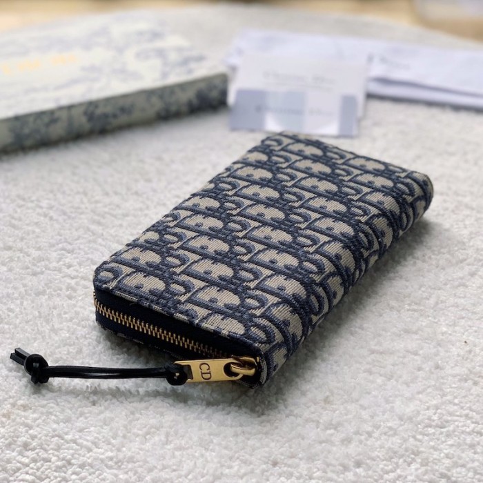 D*or oblique wallet blue D*or oblique jacquard
