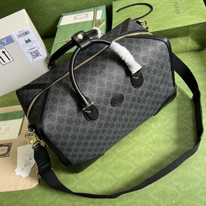 G*u*i duffle bag with interlocking g 696014 black