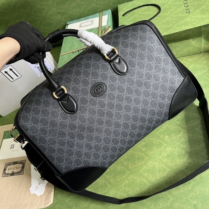 G*u*i duffle bag with interlocking g 696014 black