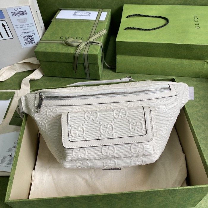 G*u*i gg embossed belt bag white 645093