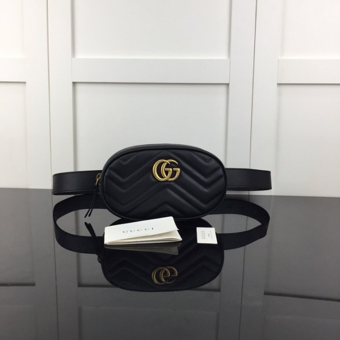 G*u*i gg marmont matelassé leather belt bag black