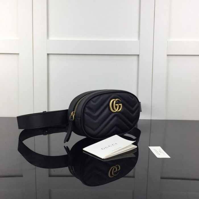G*u*i gg marmont matelassé leather belt bag black