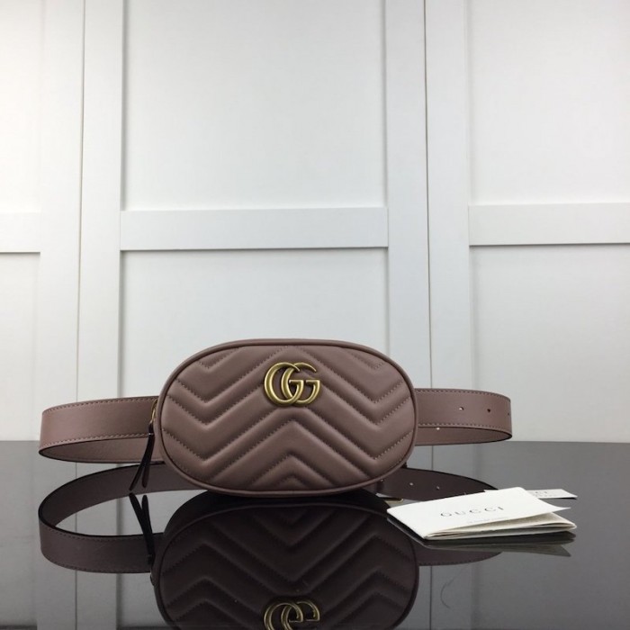 G*u*i gg marmont matelassé leather belt bag dusty pink