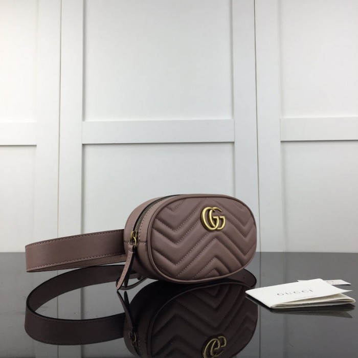 G*u*i gg marmont matelassé leather belt bag dusty pink