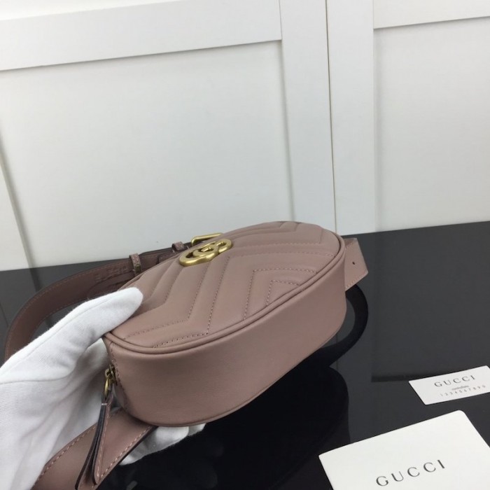 G*u*i gg marmont matelassé leather belt bag dusty pink